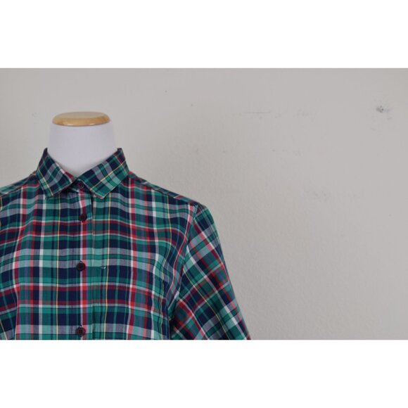 Vintage 90s Plaid Button Down Blouse - Picture 5 of 9